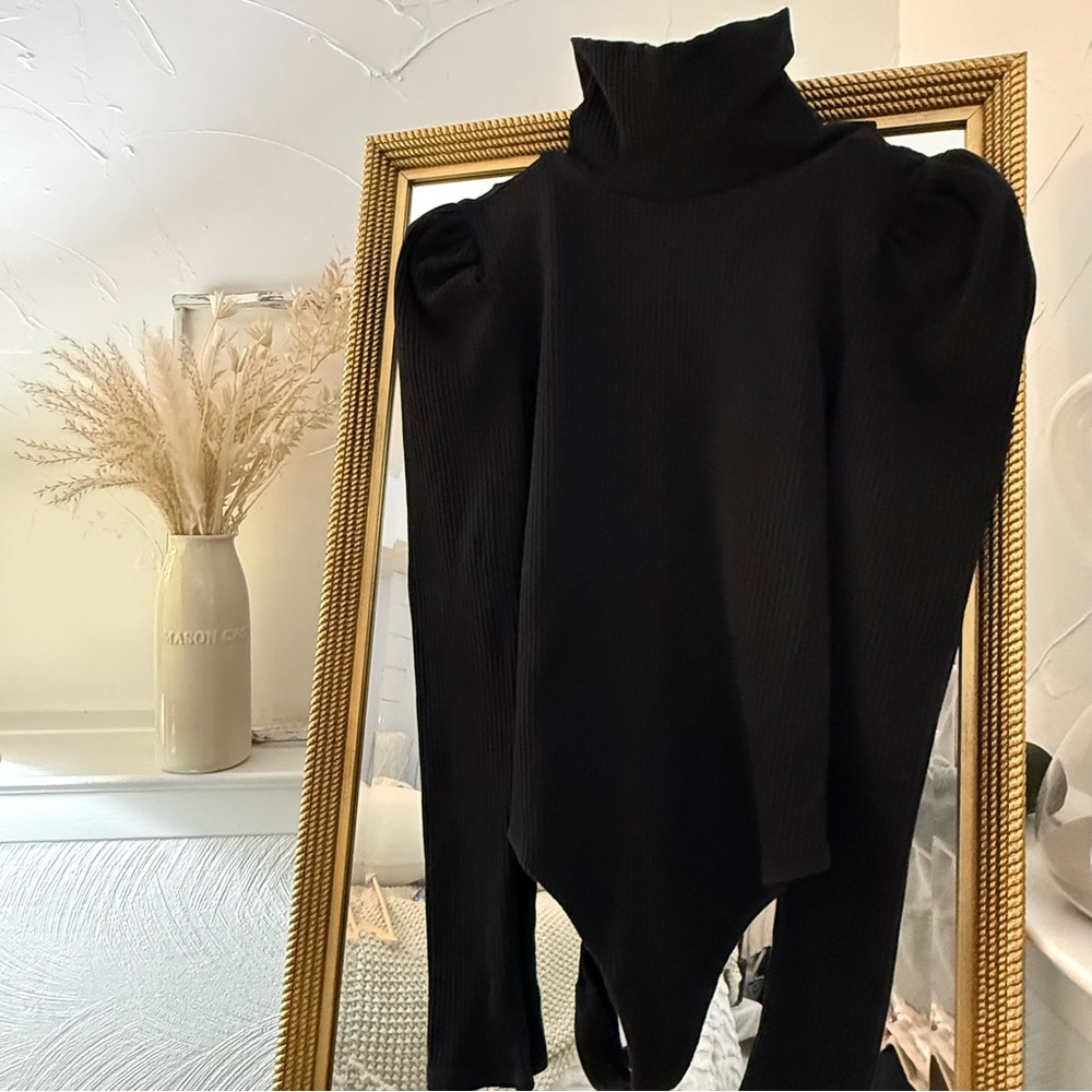 Lovers + Friends Black Ribbed Bodysuit